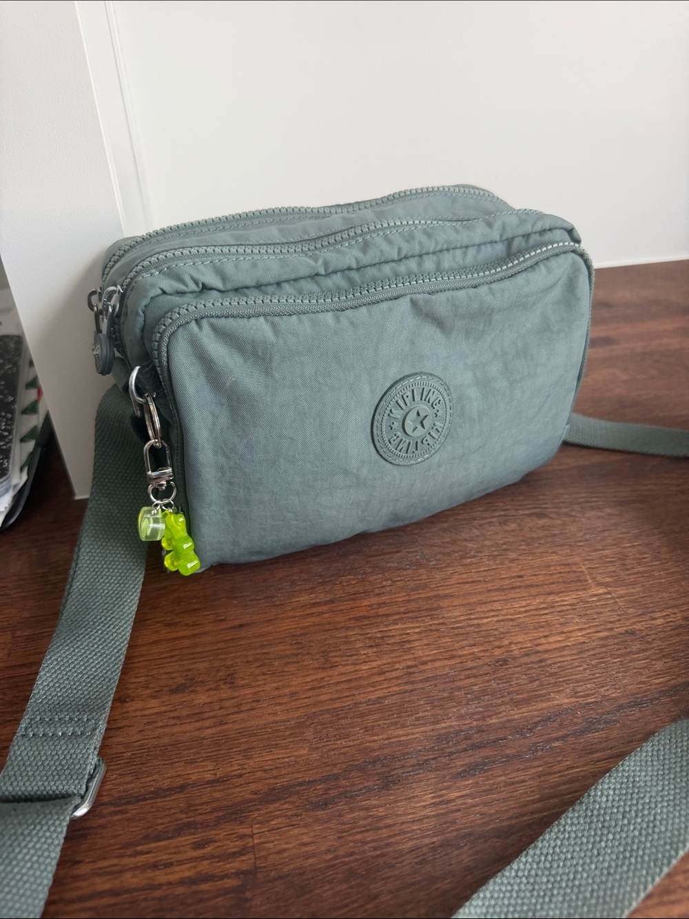 Kipling Sage Green Nylon Crossbody Belt Bag